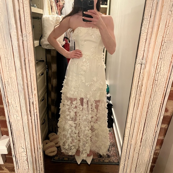 Helsi Audrey Square-Neck Floral Appliqué Sheer Midi Dress - Size XS - Picture 10 of 16